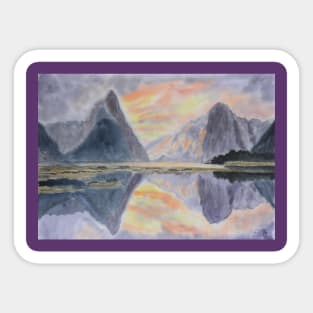 Sunset in Milford Sound, New Zealand Sticker